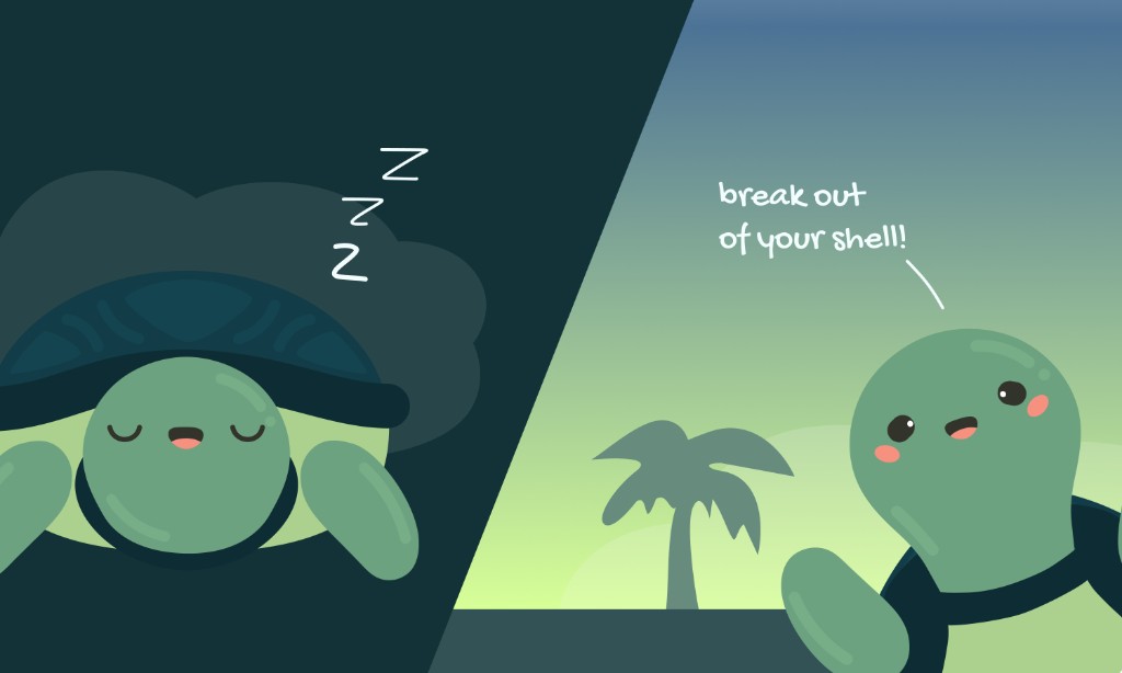 Kura taking a power nap, then breaking out of his shell
